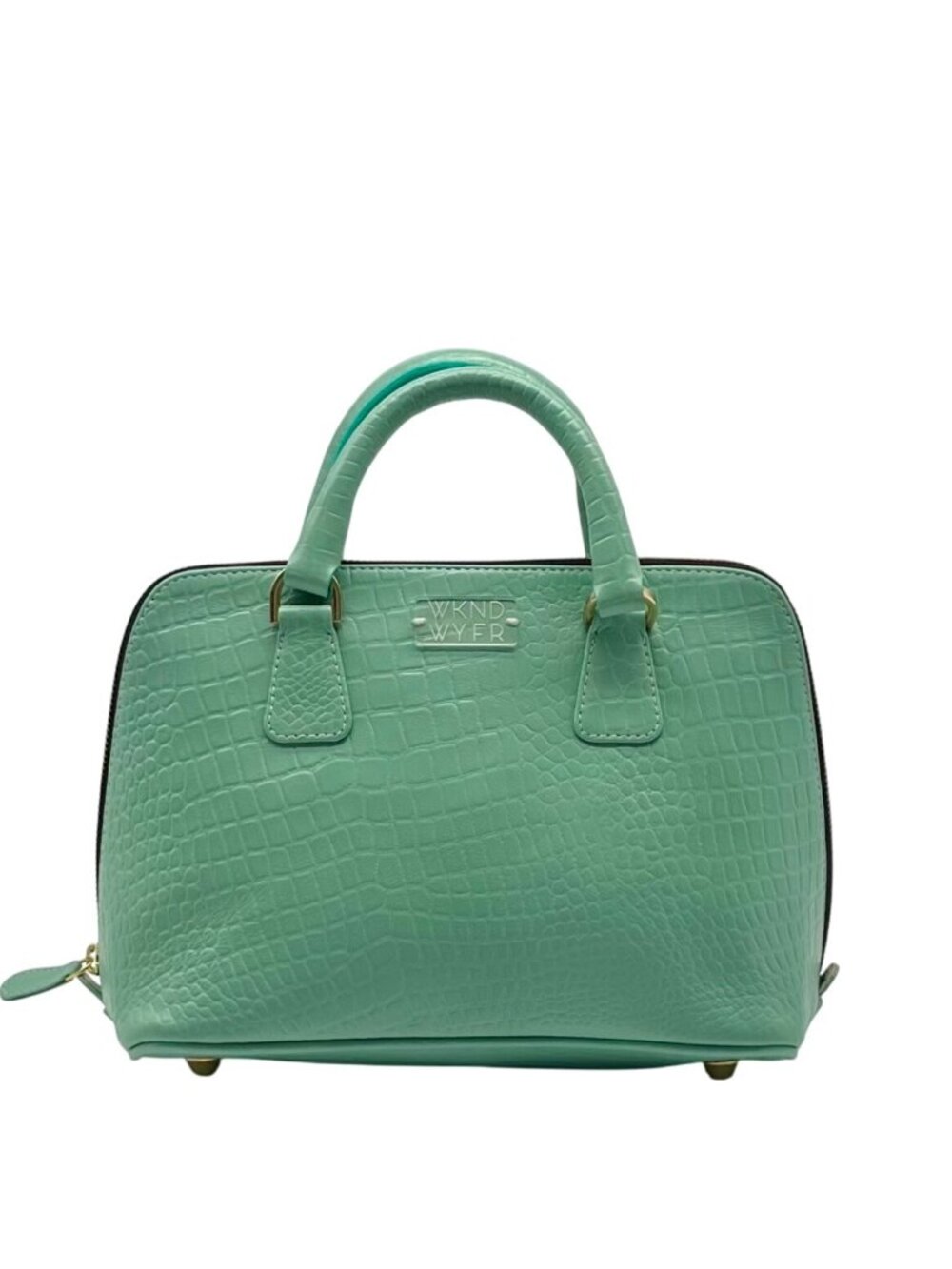WKND WYFR Convertible Aquamarine Croc Embossed Leather Satchel